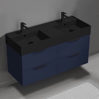 Bathroom Vanity Double Floating Bathroom Vanity, Modern, Blue, 48